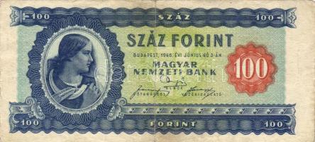 1946. 100Ft Eltérő méret: 71x161mm! (Szokvány méret: 72x158mm) T:III
