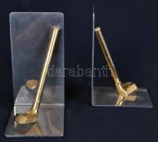 Golfütős könyvtámasz párban, fém, 9×14 cm (2×),