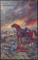 Call for help, dying cavalryman, artist signed