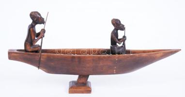 Afrikai kézzel faragott kenusok, ragasztott lapátok h:35 cm, m:17 cm