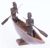 Afrikai kézzel faragott kenusok, ragasztott lapátok h:35 cm, m:17 cm