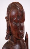 Afrikai kézzel faragott harcos, ébenfa, m:38 cm
