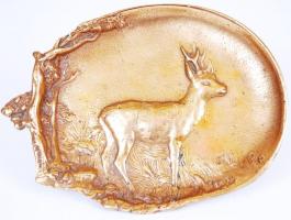 Szecessziós bronz hamutál őzzel /  Art nouveau style bronze ashtray with a roe deer, 16,5x12cm