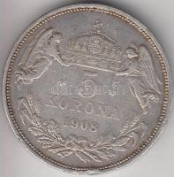 1908. 5K Ag "Ferenc József" T:2- ph