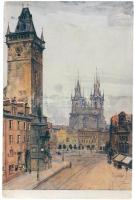 Praha, Town Hall Tower and Tyn Cathedral s: Safarik