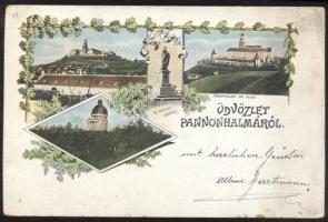 Pannonhalma Dél felől, Szent Asztrik szobra, Millenniumi emlékmű (EB)