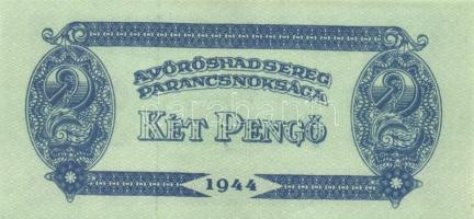 1944. 2P + 5P "A Vöröshadsereg Parancsnoksága", az 5P lefelé tolódott vágási hibával és há...