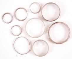 Kis ezüst (Ag) tétel: 5db gyűrű, 4db fülkarika /  Little silver lots, rings and earrings, 9,5gr