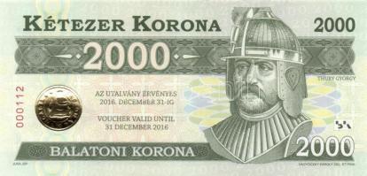 2012. 2000Ft "Balatoni Korona - Thury György" (2x) egymásutáni sorszámmal T:I