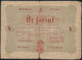 1848. 5Ft "Kossuth bankó" piros T:III-