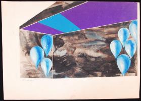 Olvashatatlan jelzéssel: Cseppek. Kollázs, papír, 40×30 cm