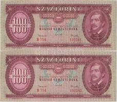 1962. 100Ft (2x) egymás utáni sorszám T:I