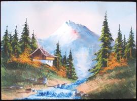 Két darab jelzés nélküli tájkép. Olaj, papír, 24×32 cm (2×)