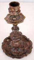 Gazdagon díszített öntöttvas gyertyatartó / 
Cast iron candlestick, 16cm