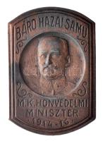 Osztrák-Magyar Monarchia 1914-16. "BÁRÓ HAZAI SAMU M.K. HONVÉDELMI MINISZTER 1914-16" bronzozott cink sapkajelvény (39x27mm) tű nélkül T:2 Austro-Hungarian Monarchy 1914-16. "BÁRÓ HAZAI SAMU M.K. HONVÉDELMI MINISZTER 1914-16" bronze-plated zinc cap badge (39x27mm) without pin C:XF