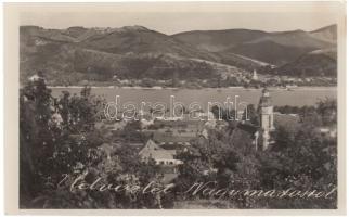 Nagymaros, Kilátás a Kálvária hegyről, Duna, templom (fl)