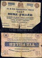 1916. Csót/Dunaszerdahely/Zalaegerszeg hadifogolytáborok 10f, 20f, 20K T:III,IV