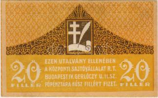 1919. Központi Sajtóvállalat R.T. 20f T:I
