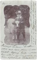 Sheep with child photo (small tear)
