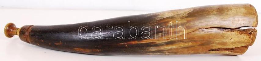 Nagyméretű, rézfúvókás szarukürt /  Large horn with brass mouthpiece, 40cm