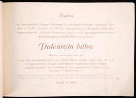 1940 Patvarista bál. Meghívó a védnökök és rendezők felsorolásával, 7 lapon, fűzve