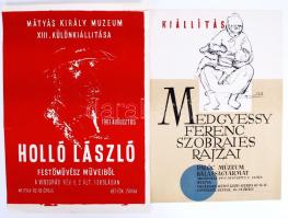 1959/1961 2db kiállítási plakát: Medgyessy Ferenc, ill. Holló László kiállítairól, 38,5x26,5/41,5x29cm