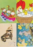 32 db színes, mesefigurás, humoros GYEREK motívumlap, nagyrészt használatlan / 32 mainly unused Cute fun postcards, cartoons