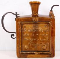 cca 1970 Kovácsoltvas és kerámia iparművész italkiöntő