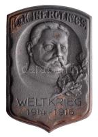 Osztrák-Magyar Monarchia 1914-1916. Hindenburg "K.u.K. 69. Gyalogezred" horgany sapkajelvény (39x26mm) tű nélkül T:2 (bronzozás nyomai) Austro-Hungarian Monarchy 1914-1916. Hindenburg "K.u.K. INF.RGT. No69. - Weltkrieg" zin cap badge (39x26) without pin C:XF (bronze resudies)