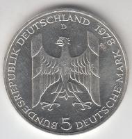NSZK 1978D 5M Ag "Gustav Stresemann" T:2
GFR 1978D 5 Mark Ag "Gustav Stresemann"...