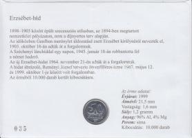 1999. 50f "45 éves az újraátadott Erzsébet-híd" érmés bélyeges boríték alkalmi bélyegzővel...