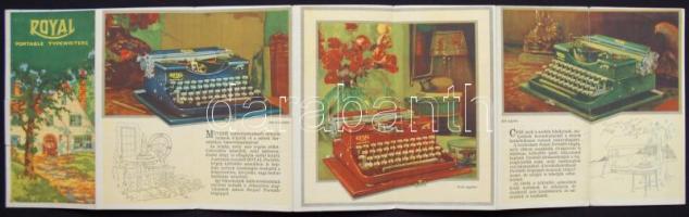 Cca 1930 Royal írógép reklámfüzet, apró szakadásokkal, 18×8 cm