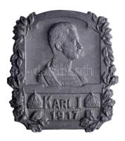 Osztrák-Magyar Monarchia 1917. "I. Károly" cink sapkajelvény (37x34mm) tű nélkül T:2 Austro-Hungarian Monarchy 1917. "KARL I" zinc cap badge (37x34mm) without pin C:XF