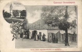 Oroszlány Grosz Albert vegyeskereskedése és vendéglője (kis szakadás / small tear)