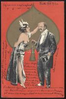 Lady with the balding man, playing card