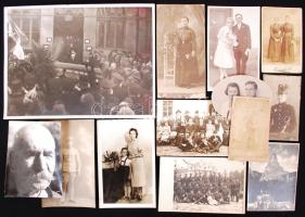 Cca 1940 13 db fotó köztük katonai, gyászmenet, családi, stb., 10×8-23×17 cm
