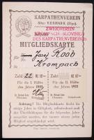 1922 A Kárpátegyesület Tátra-vasúton és vonaton is utazásra jogosító fényképes igazolványa / Id of t...