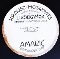 Gránit, Krausz Moskovits Likőrgyára reklám tálca, sérült, jelzett, d:29 cm + jelzés nélküli kínáló t...