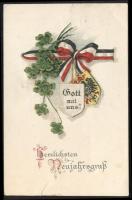 New Year, habsburg crest and german flag (small tear)