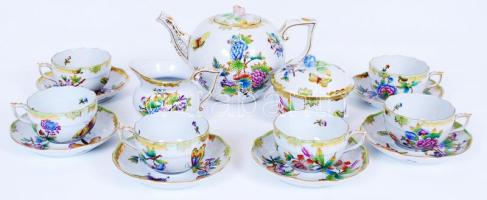 Herendi Viktória mintás mokkás készlet, kézzel festett, jelzett, hibátlan