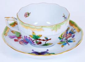 Herendi Viktória mintás mokkás készlet, kézzel festett, jelzett, hibátlan