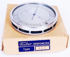 Fischer márkájú higrométer, működik, papír dobozba d:10 cm