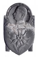 Osztrák-Magyar Monarchia ~1916-17. Károly császár havasi gyopárral cink sapkajelvény (40x24mm) tű né...