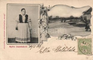 Nyitrazsámbokrét, floral, folklore (cut)