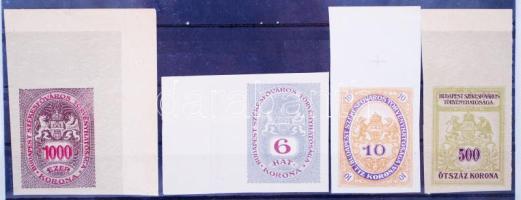 4 klf Budapest Székesfőváros törvényhatósági bélyeg fogazatlan ívszéli fázisnyomat