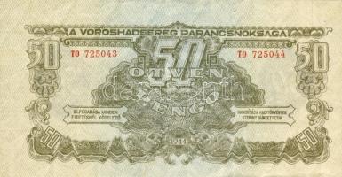 1944. V.H. 50P kétféle (egymásutáni) sorszámmal T:II+ Csak egyszer hajtva, de nem törve! RRR!!!