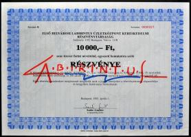 1993. "Első Belvárosi Labirintus Üzletközpont Kereskedelmi Részvénytársaság" részvény (2x)...