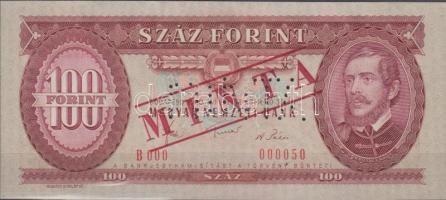 1980. 100Ft "MINTA" perforációval és felülnyomással, B 000 + számozás T:I