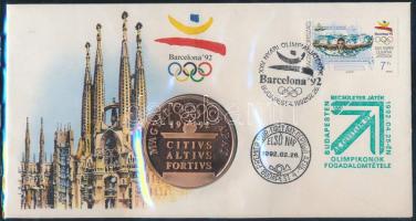 1992. "Barcelona" emlékérem érmés borítékon (3x) T:PP