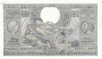 Belgium 1943.7.22. 100Fr/20B T:III Belgium 1943.22.7. 100 Francs/20 Belgas C:F
